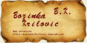 Božinka Krilović vizit kartica
